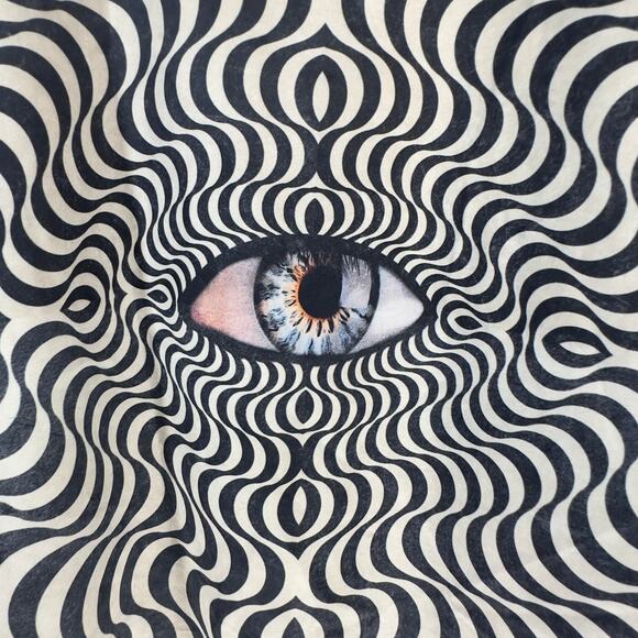 Shroom Beach Psychedelic Kimono Shirt Trippy Optical Illusion Eye Festival Wear - Picture 3 of 7